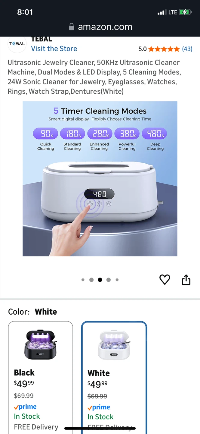 TEBAL Ultrasonic Jewelry Cleaner Machine - photo 5