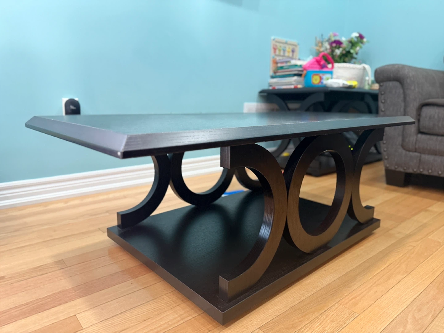 Dark Wood Modern Coffee Table + 2 Matching Side Tables - photo 3