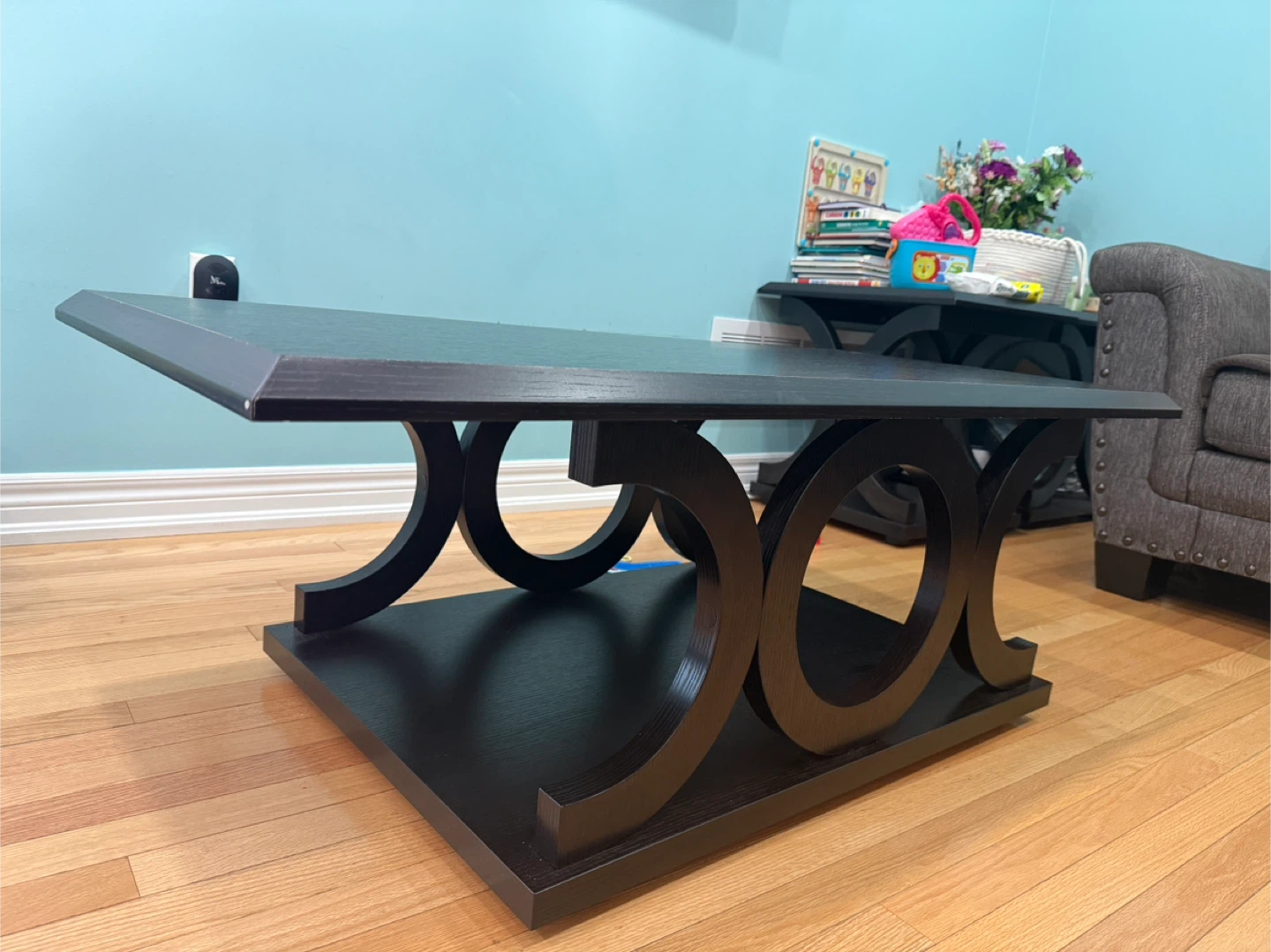 Dark Wood Modern Coffee Table + 2 Matching Side Tables - photo 2