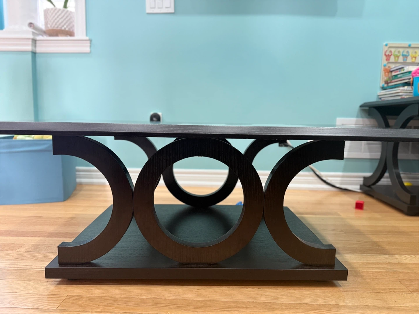 Dark Wood Modern Coffee Table + 2 Matching Side Tables