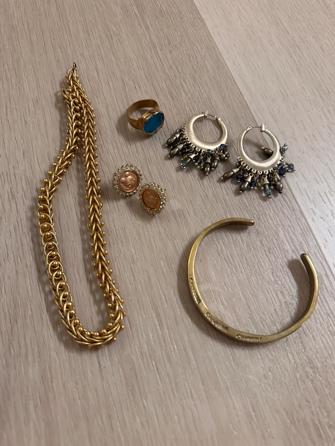 🧡Gold Tone Jewelry Set - Necklace, Ring, Earrings, Bracelet