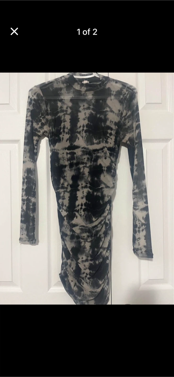 Garage Mesh Tie-Dye Ruched Dress - TP/XS