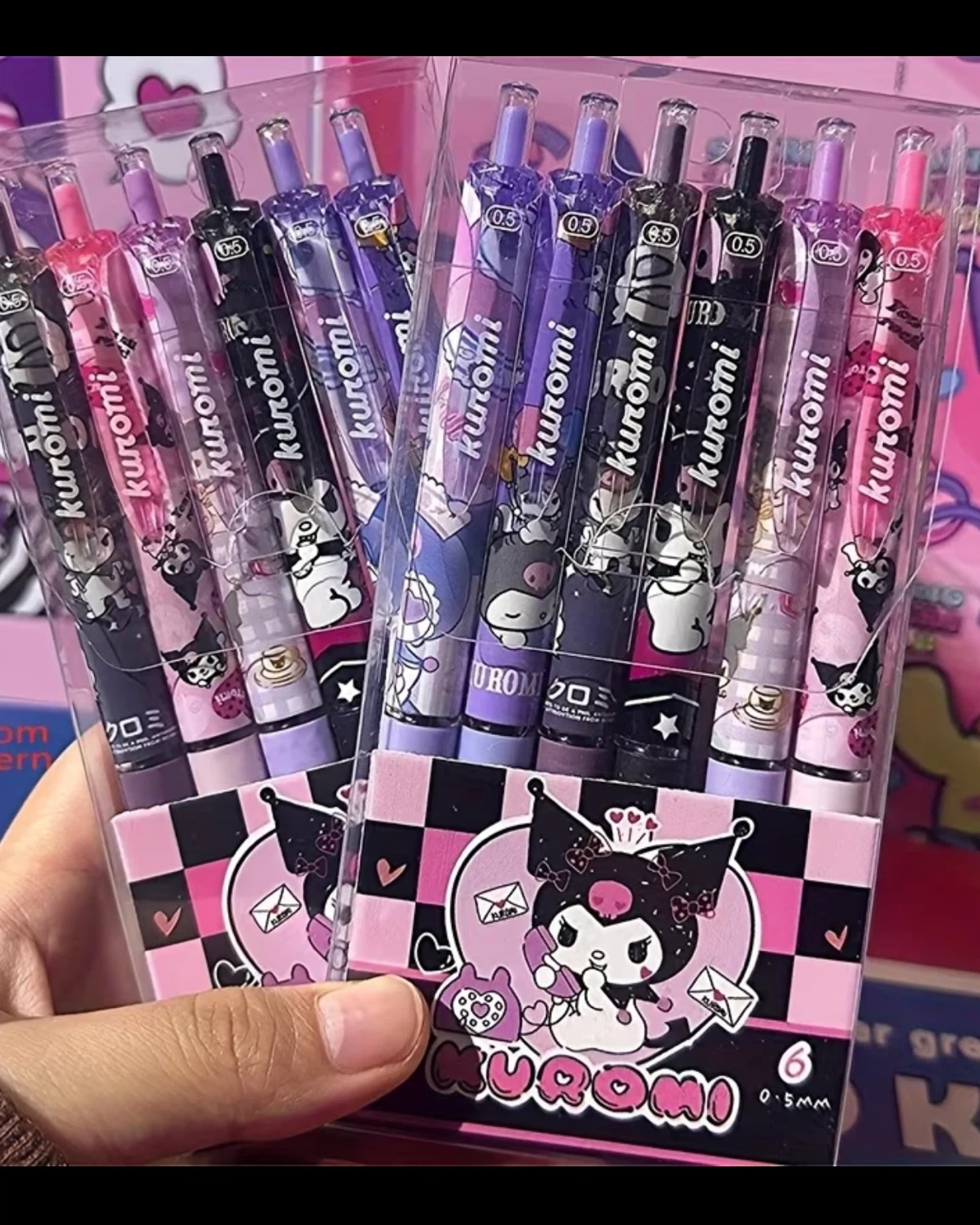 Brand New 6 Pack Kuromi Gel Pen Set - 0.5mm
