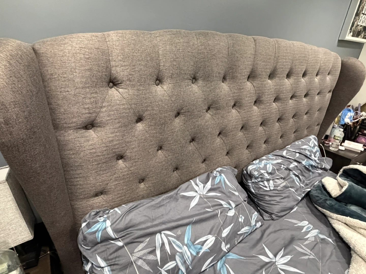 Tufted Wingback Upholstered Bed Frame - photo 2