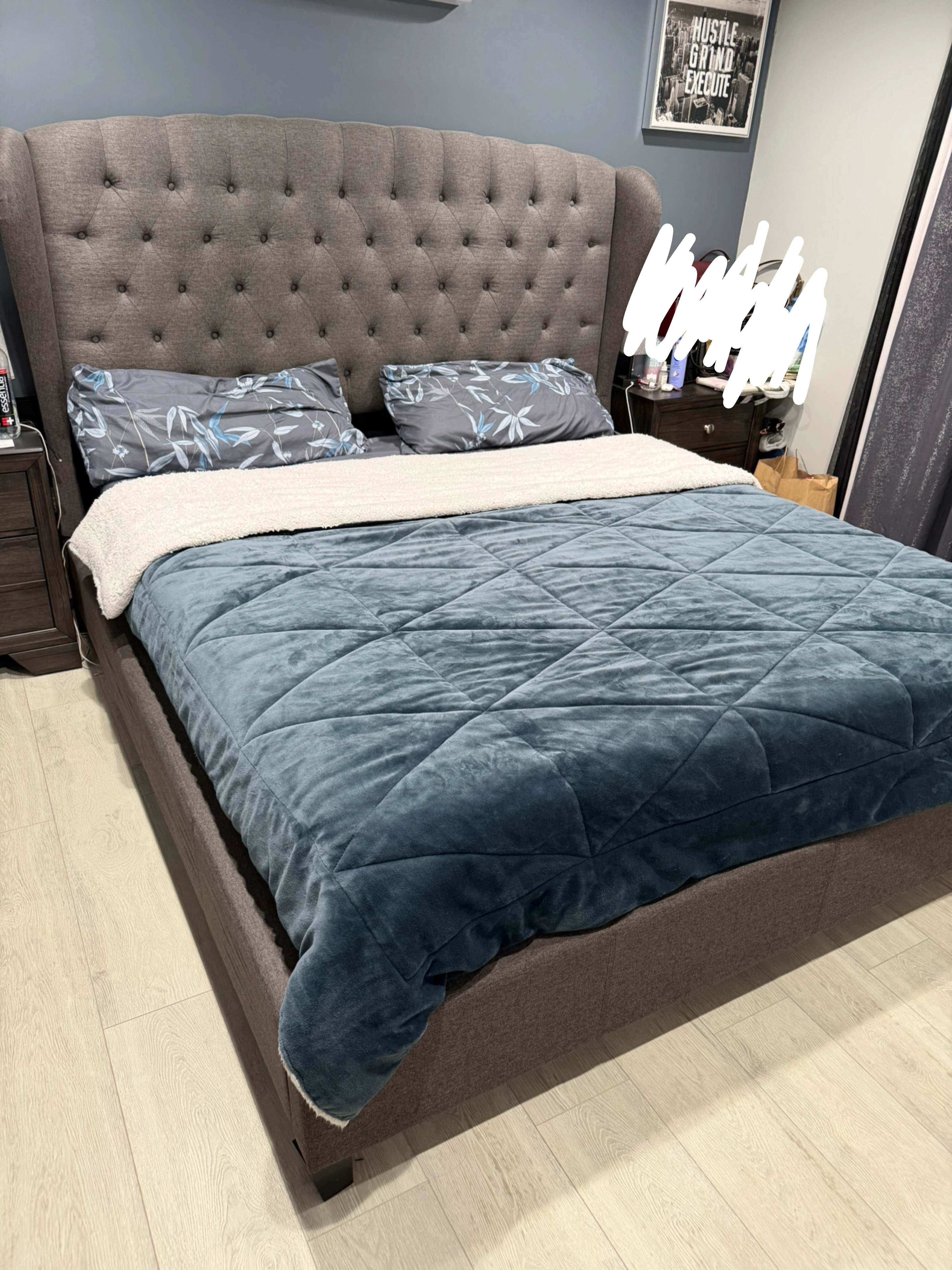 Tufted Wingback Upholstered Bed Frame