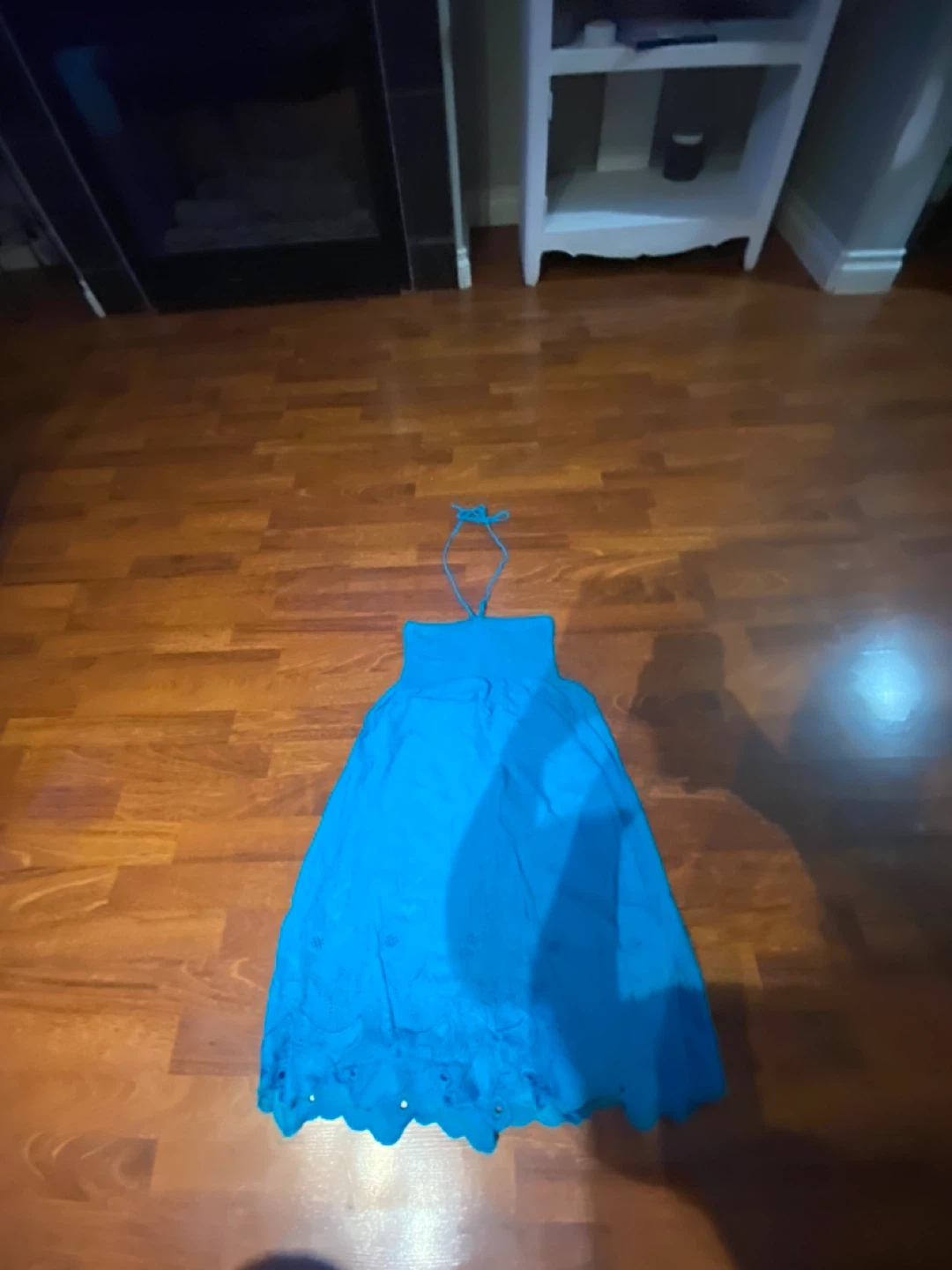 Blue Halter Neck Sundress with Eyelet Detail - photo 2
