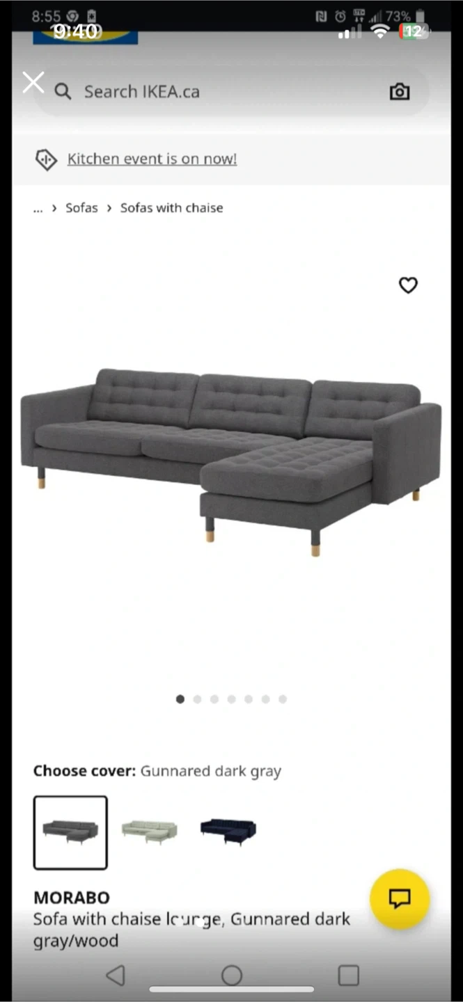 IKEA Morabo Grey Sectional Sofa