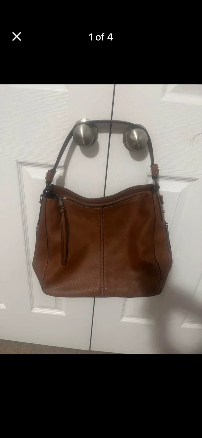 Brown Faux Leather Hobo Shoulder Bag
