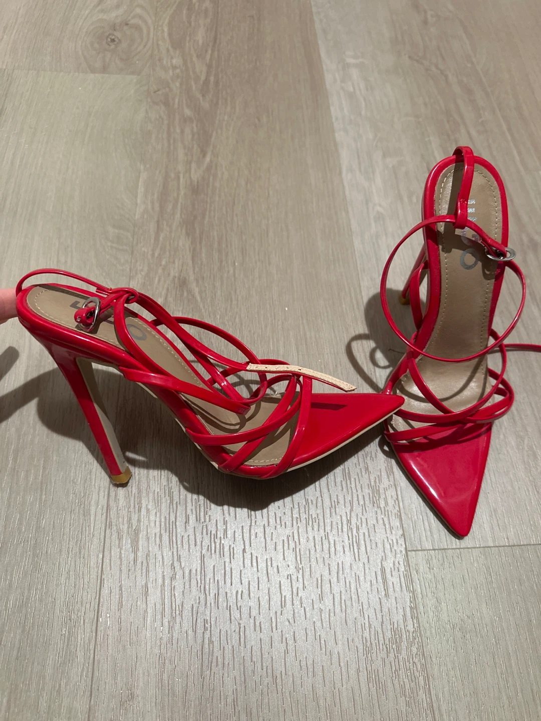 🧡 Red Strappy Stiletto Heels