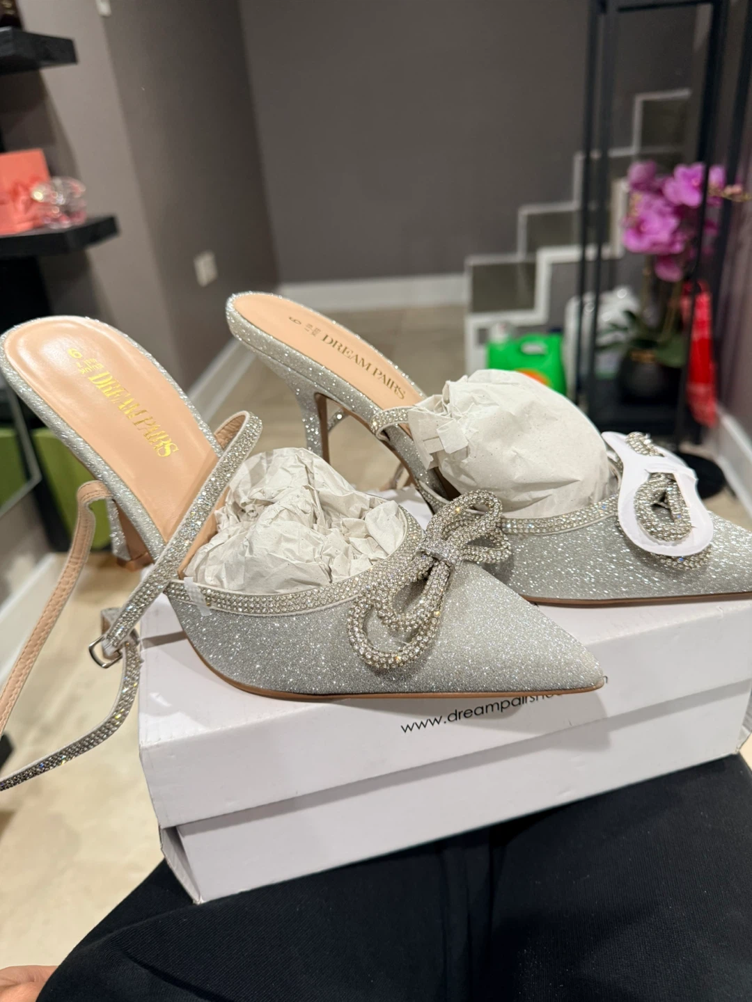 Dream Pairs Silver Glitter Bow Heels US 9 - photo 4