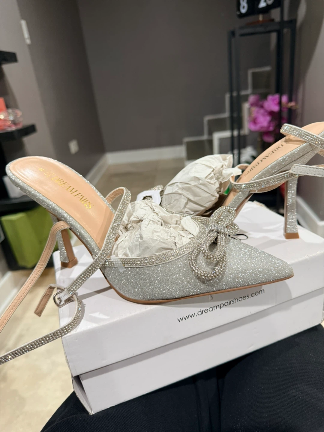 Dream Pairs Silver Glitter Bow Heels US 9 - photo 5