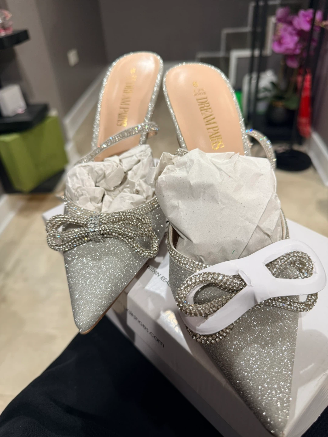 Dream Pairs Silver Glitter Bow Heels US 9 - photo 3
