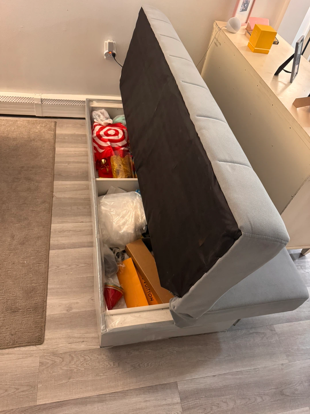 Grey Sofa Bed with Storage - photo 3
