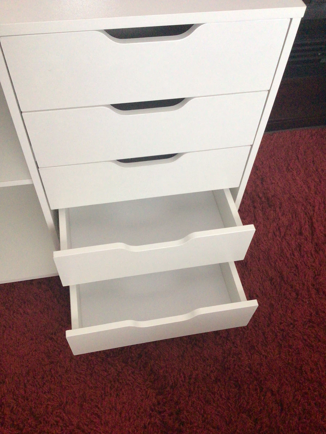 White Rolling Storage Cabinet with 4 Drawers and Door - photo 2