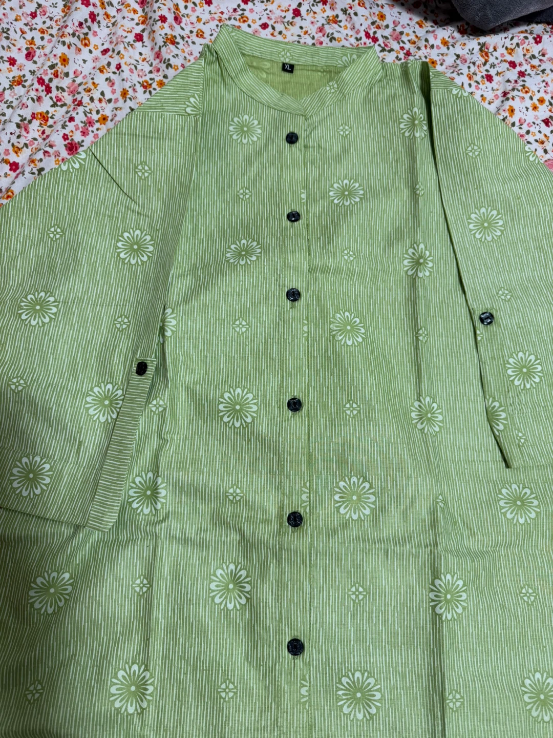 Co-ord Green Pyjama Set with Flower Print - Size XL - photo 2