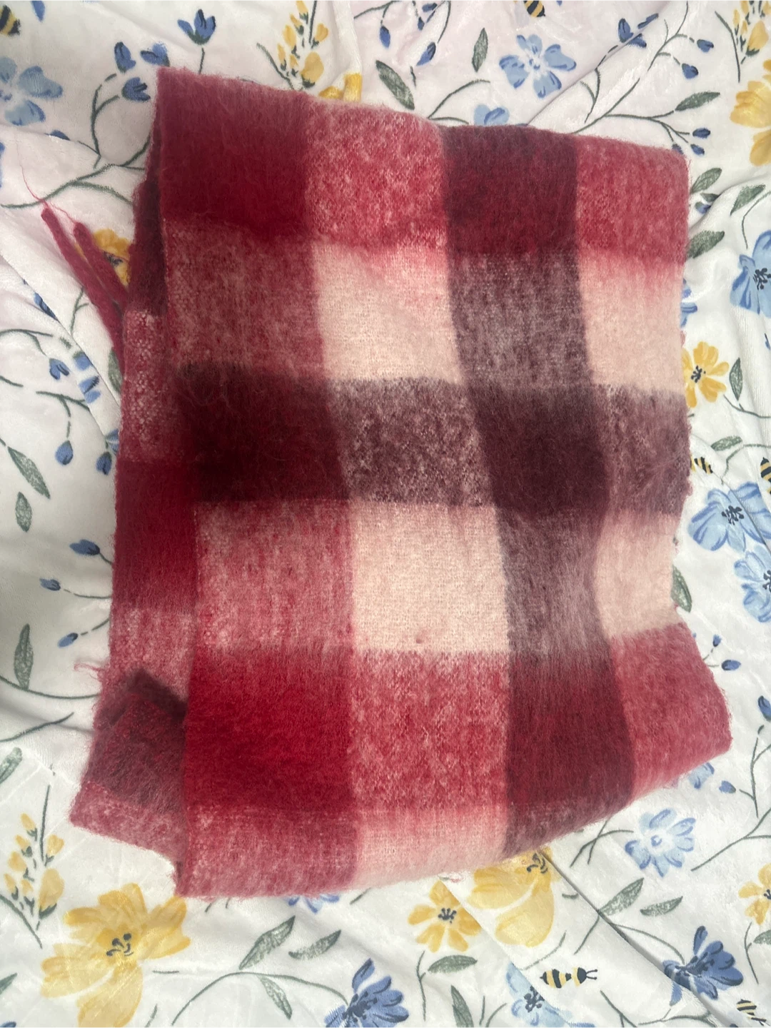 Plaid Scarf - Red, Pink, Burgundy