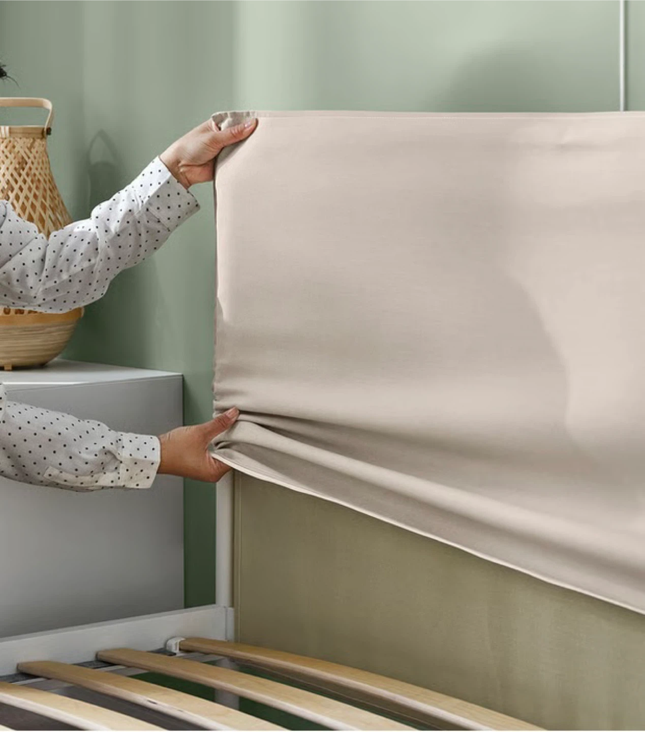 White Metal Bed Frame with Beige Headboard - photo 4