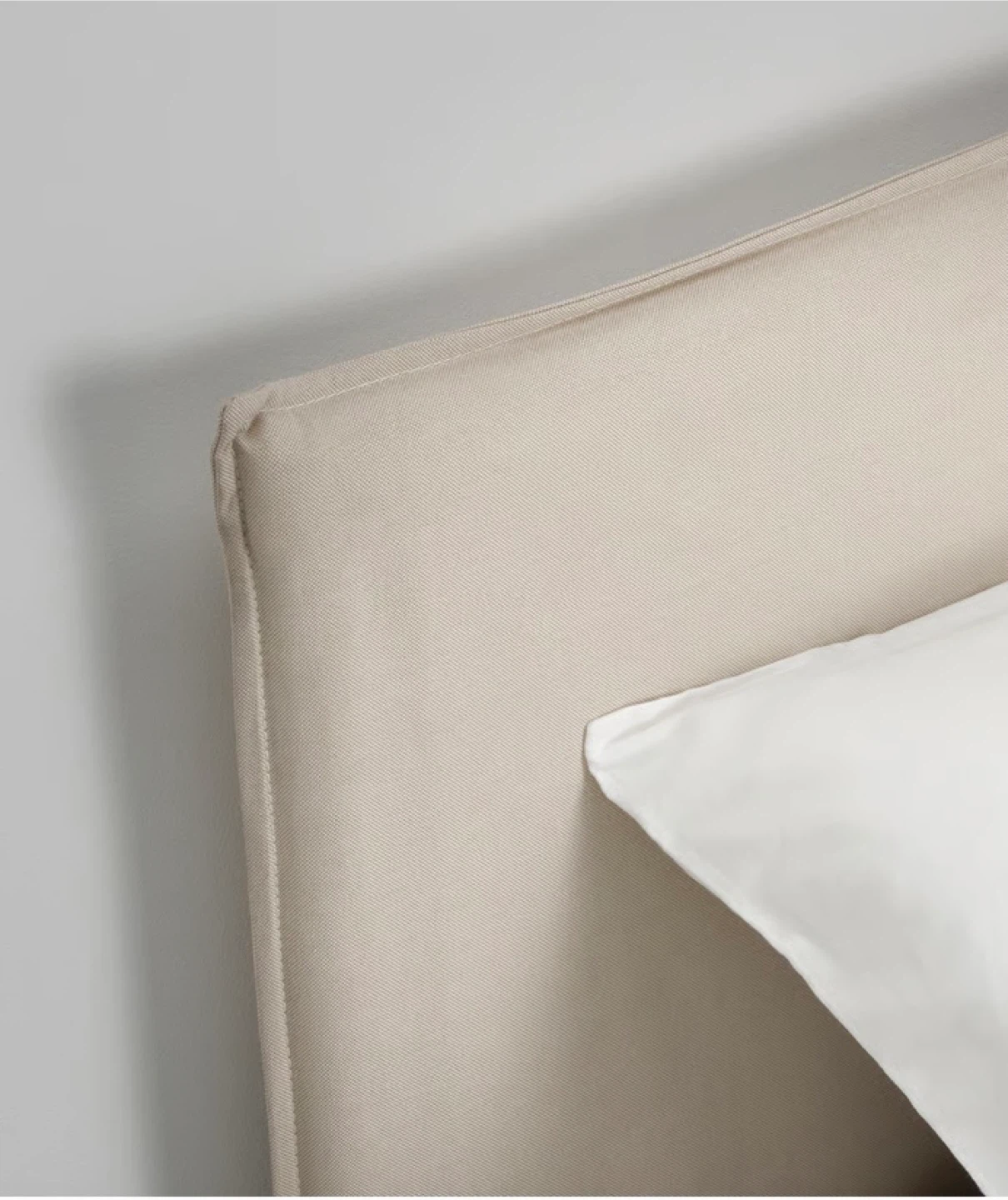 White Metal Bed Frame with Beige Headboard - photo 2
