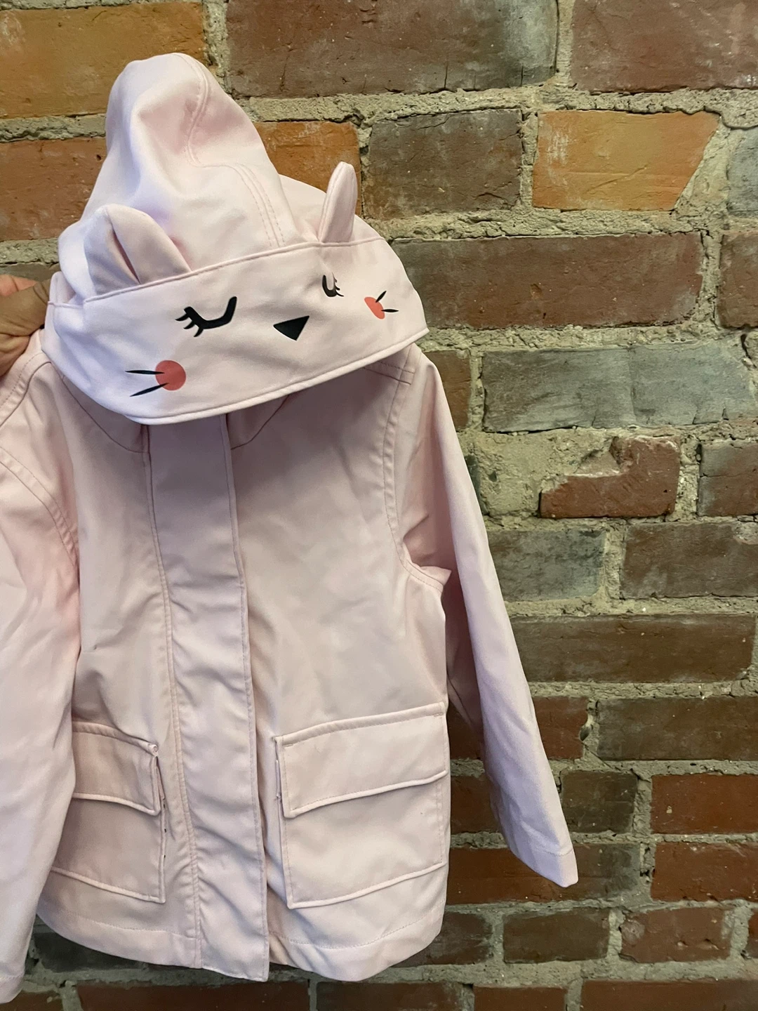 Old Navy Pink Hooded Rain Jacket with Cat Ears - photo 3