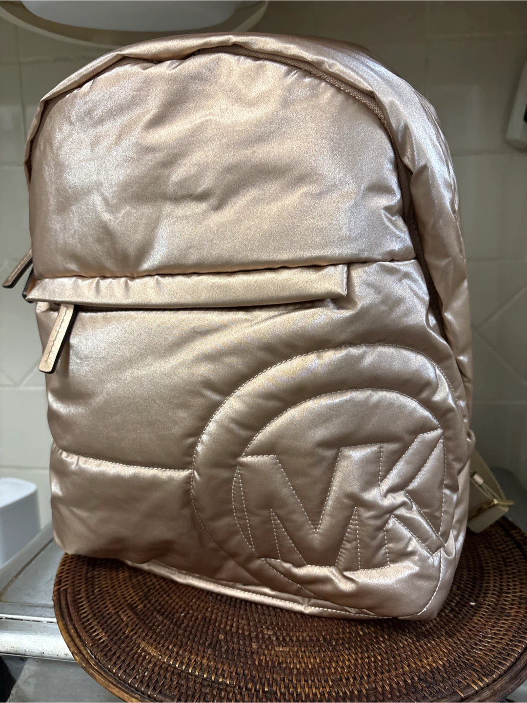 Michael Kors Rose Gold Puffer Backpack