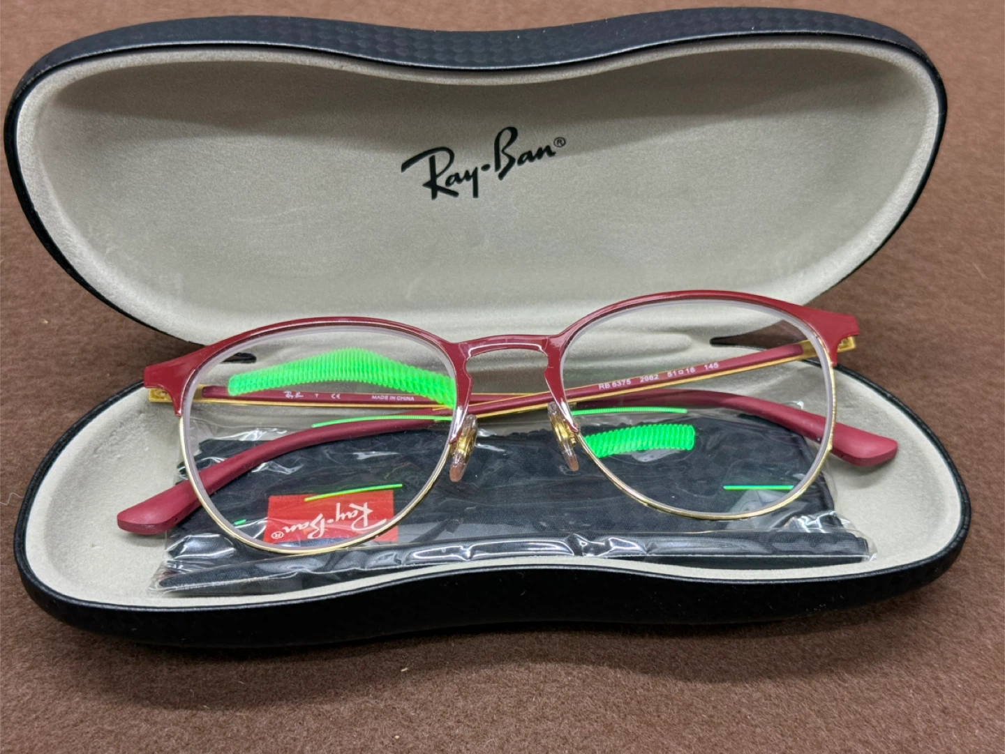 Ray-Ban RB6375 2982 Round RX Eyeglasses Frames Red Gold