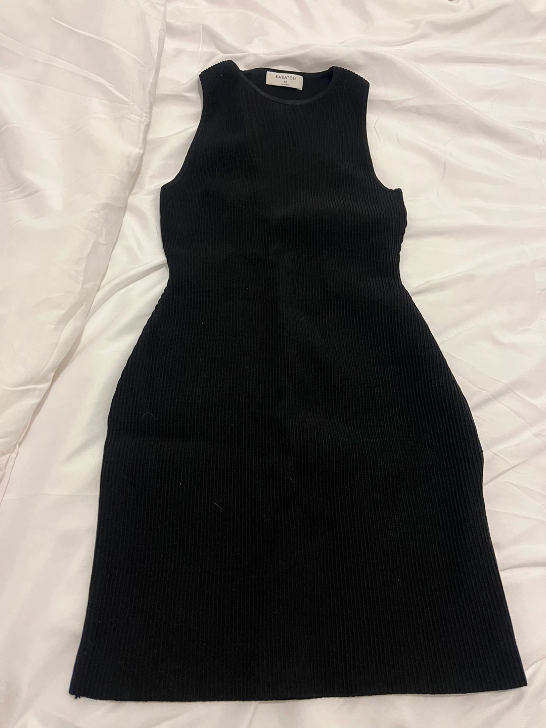 Aritzia Black Ribbed Knit Mini Bodycon Dress - XS