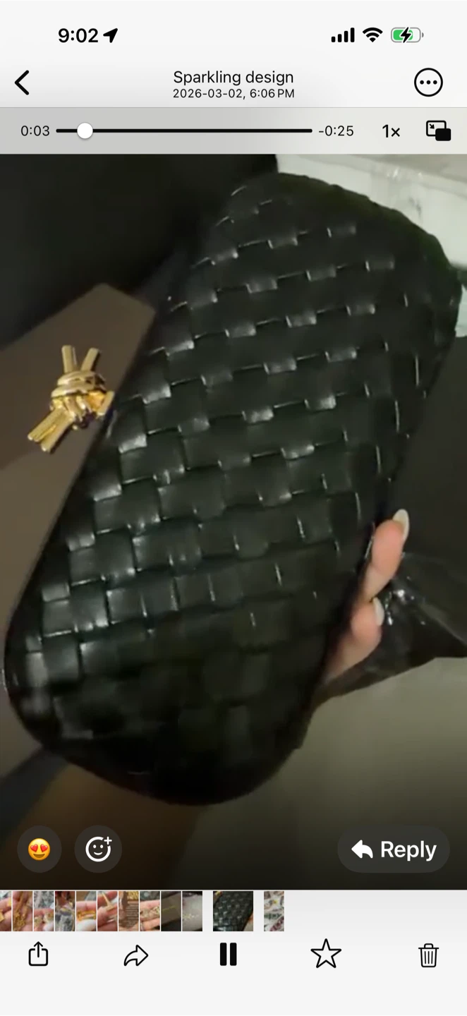 Black Bottege Veneta Inspired Clutch