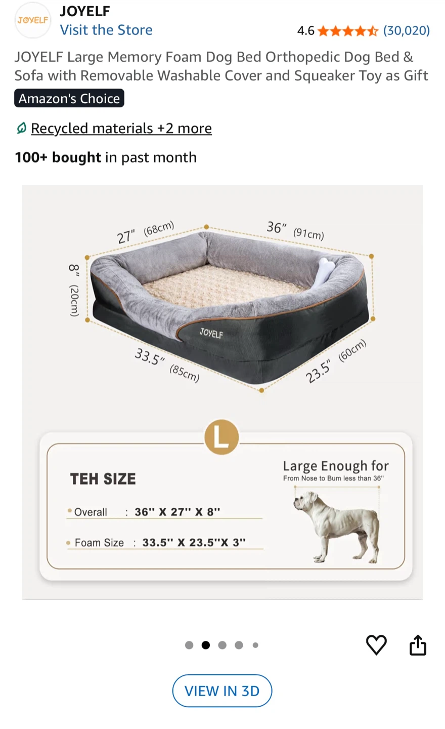 Brand NEW Large JOYELF Memory Foam Dog Bed Orthopedic Dog Bed - photo 3
