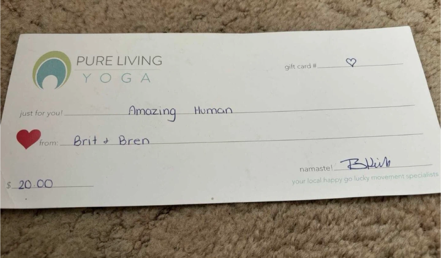 $20 Pure Living Yoga Gift Curtificate - photo 2