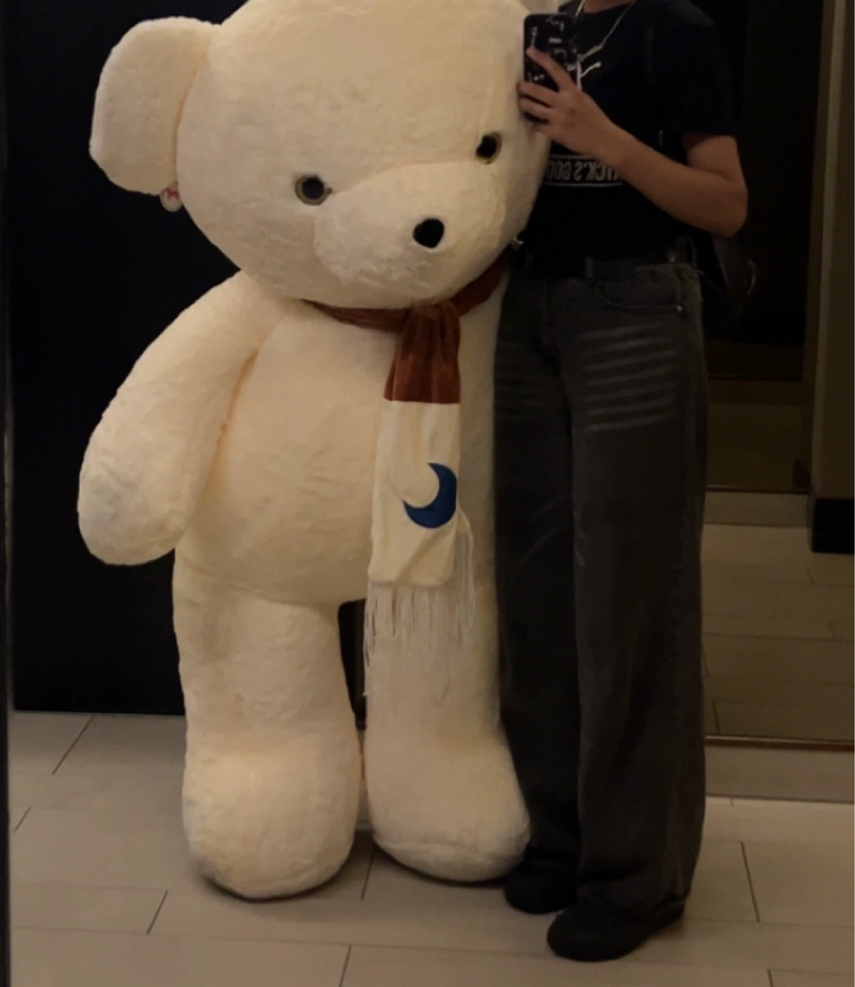Giant Cream Teddy Bear with Scarf - photo 2