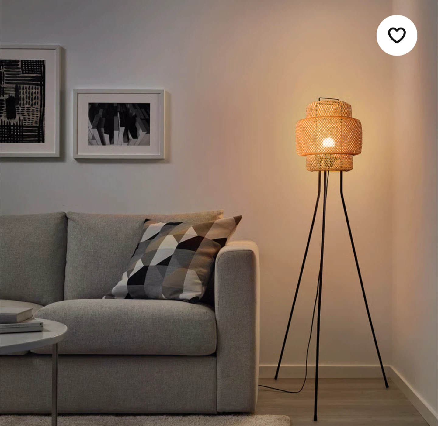MOVING OUT SALE‼️ Tripod Bamboo Floor Lamp with Woven Shade - photo 2