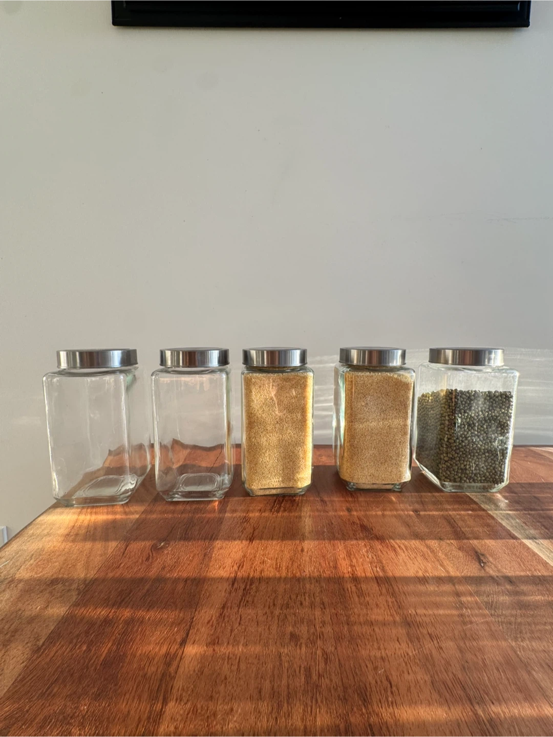 Set of 5 Glass Storage Jars with Lids
