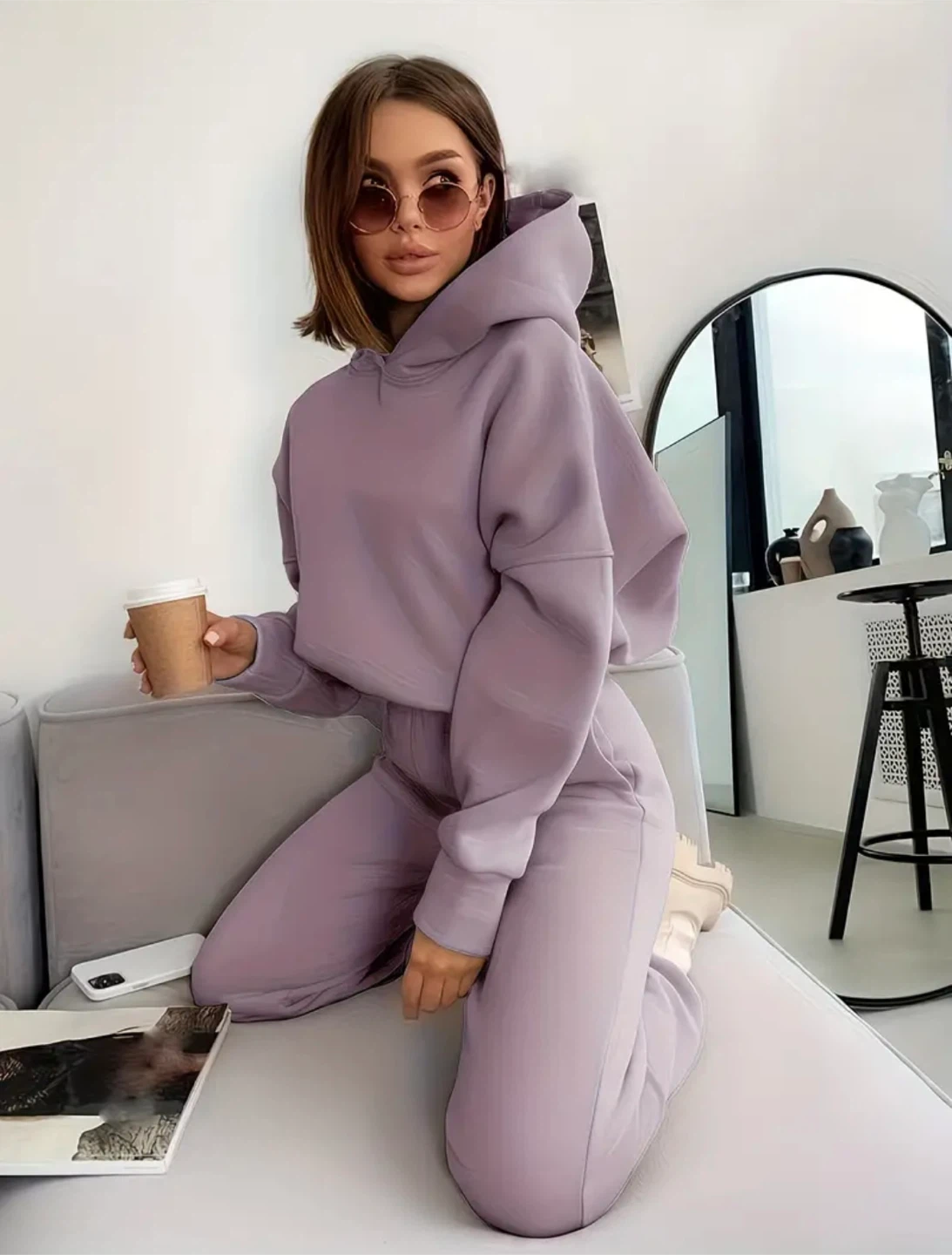 New Purple Hooded Sweatshirt and Jogger Set - photo 2