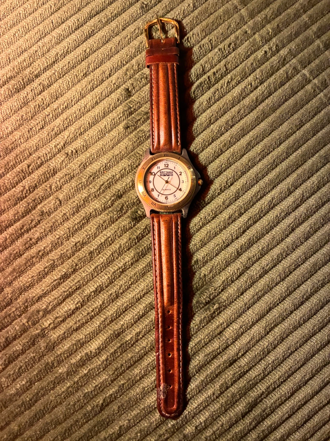 Britannia Quartz Watch with Brown Leather Band
