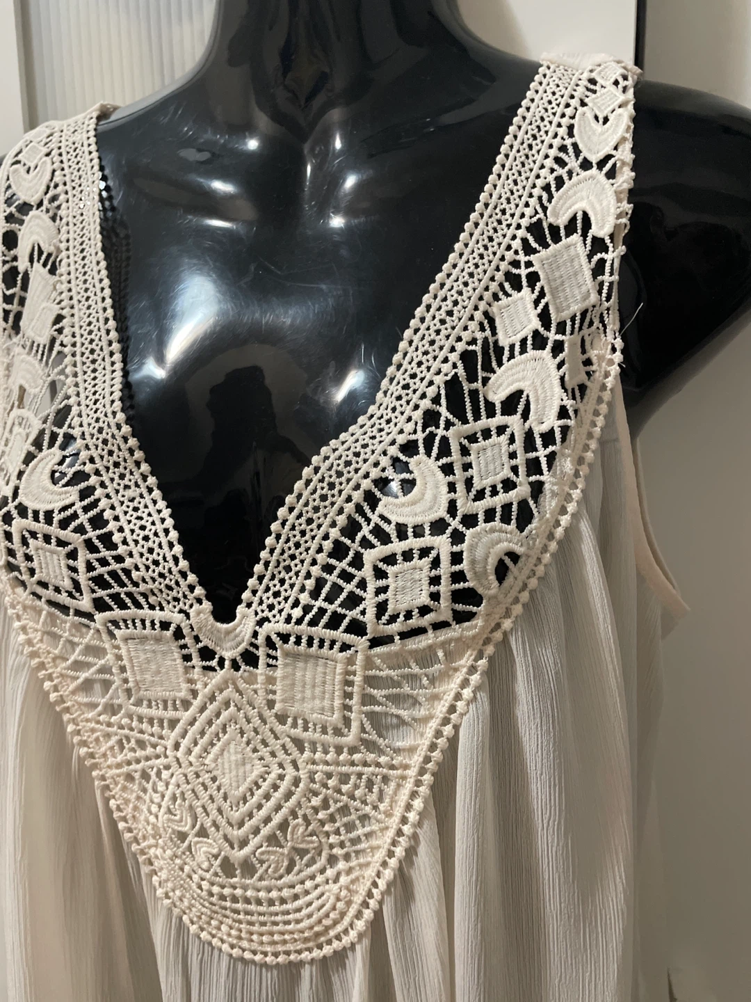 Esmara Women's Sheer Crochet Detail Tank Top Cream Size M - photo 2