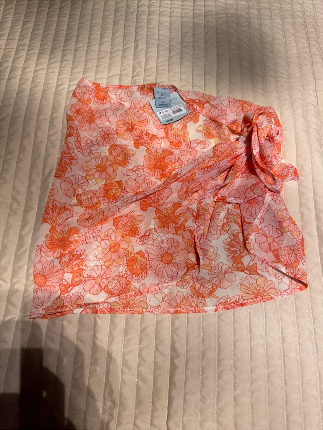 Shade & Shore Women's Floral Sarong - Orange, Size M