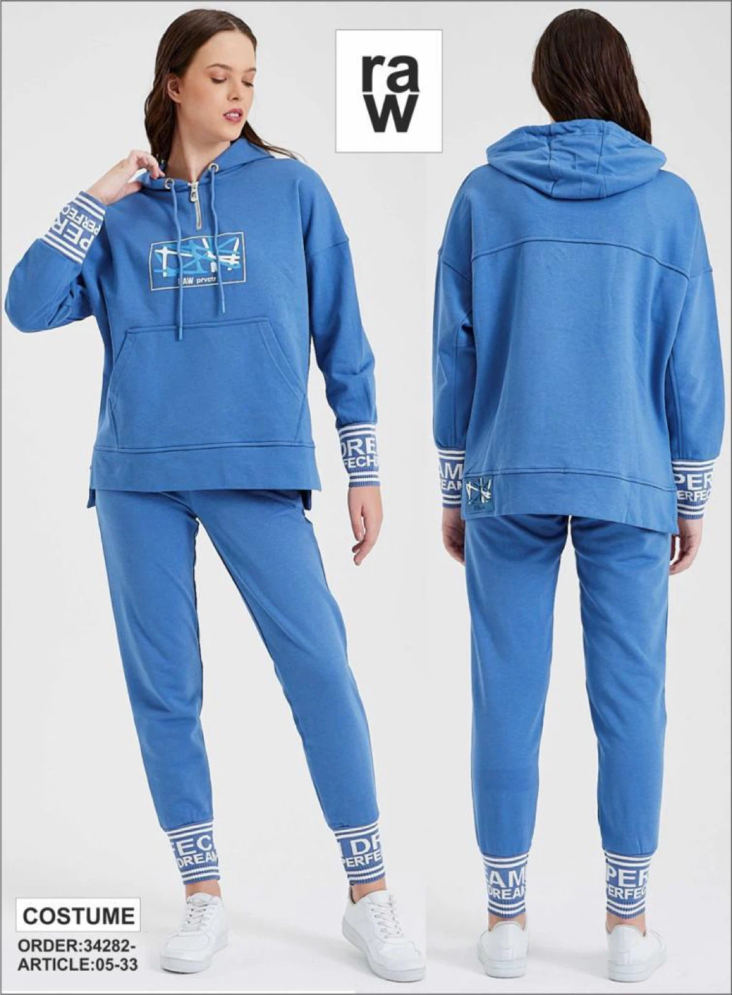 RAW Blue Casual Tracksuit Set