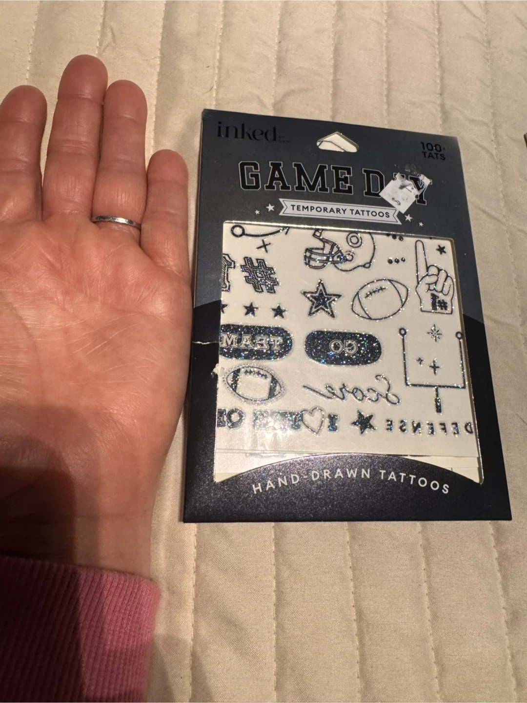 4 packs Inked Game Day Face Gems & Temporary Tattoos