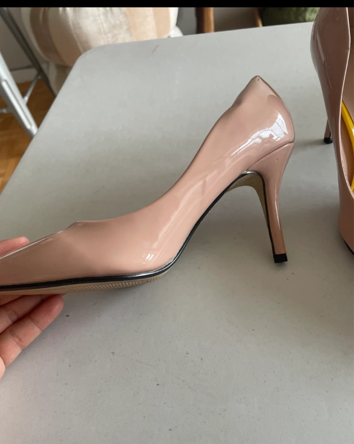 Nude Patent Leather Pointed-Toe Heels - photo 2