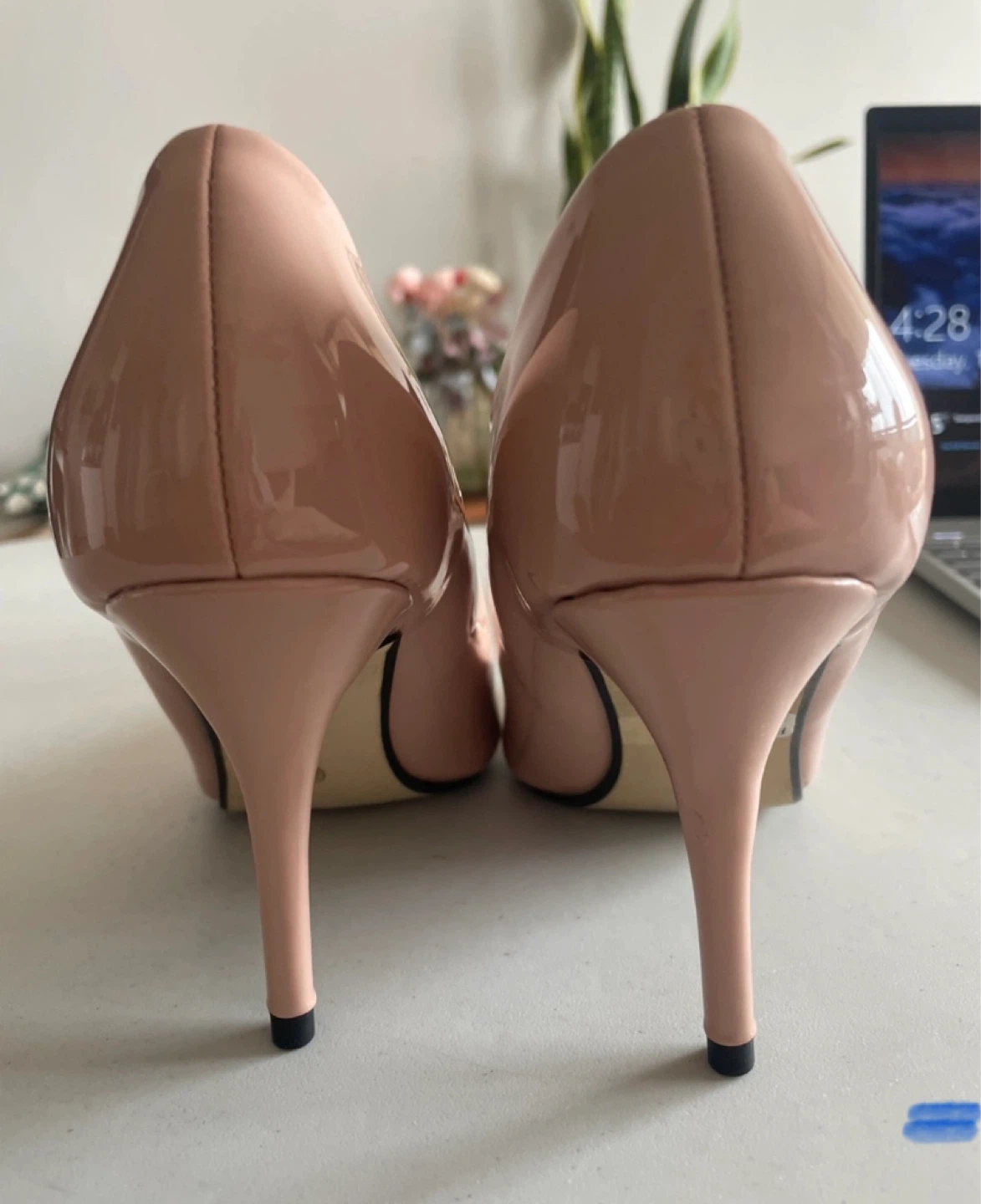 Nude Patent Leather Pointed-Toe Heels - photo 3