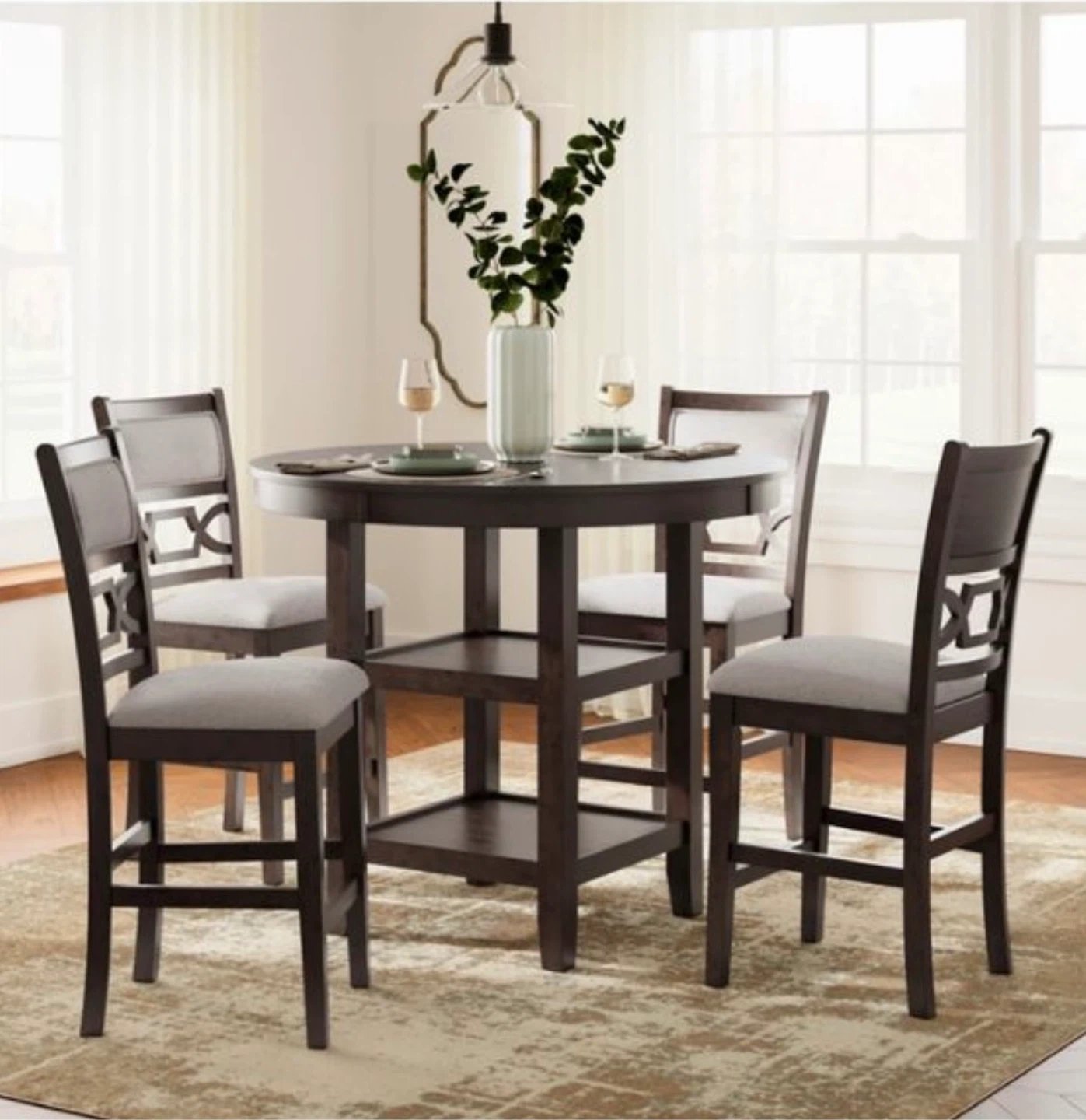 Round Counter Height Dining Set with 4 Chairs