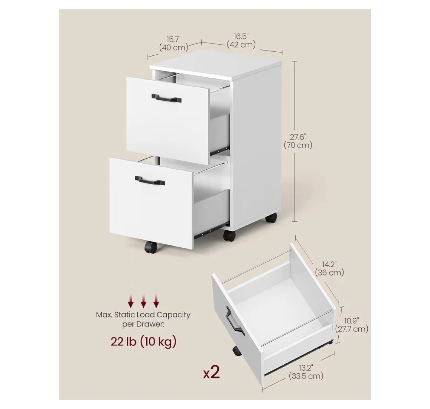 White 2-Drawer Filing Cabinet - photo 2