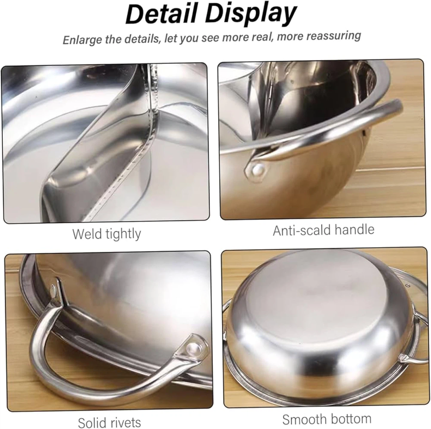 Stainless Steel Hot Pot with Divider & Soup Spoons Set_NWT - photo 3