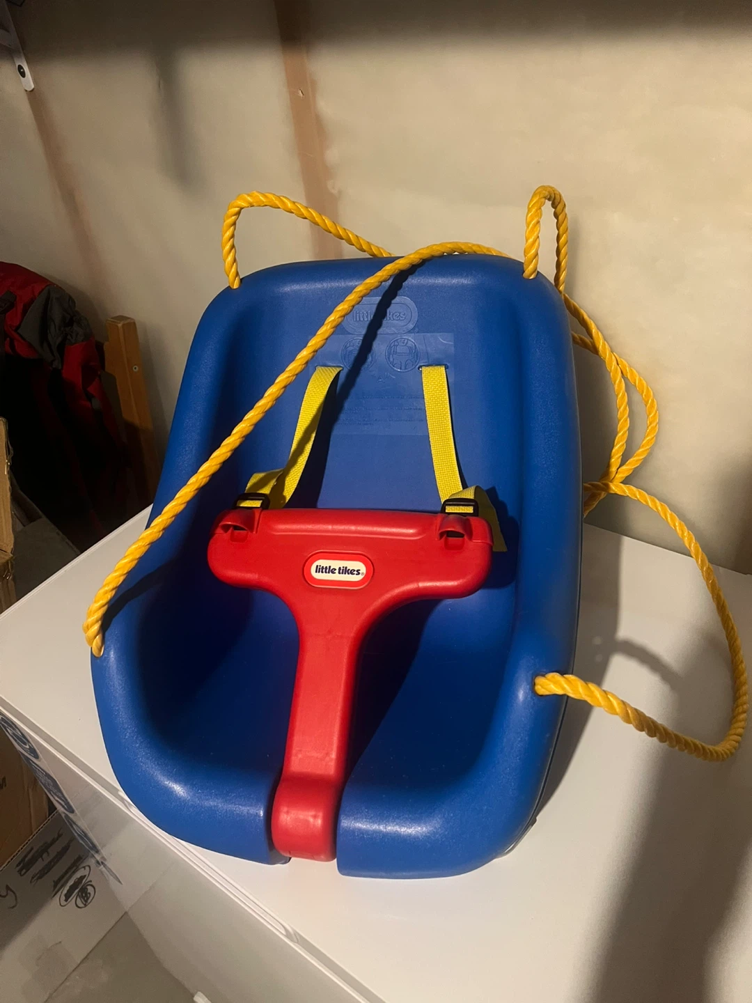 Little Tikes Blue Toddler Swing with Red Safety Bar