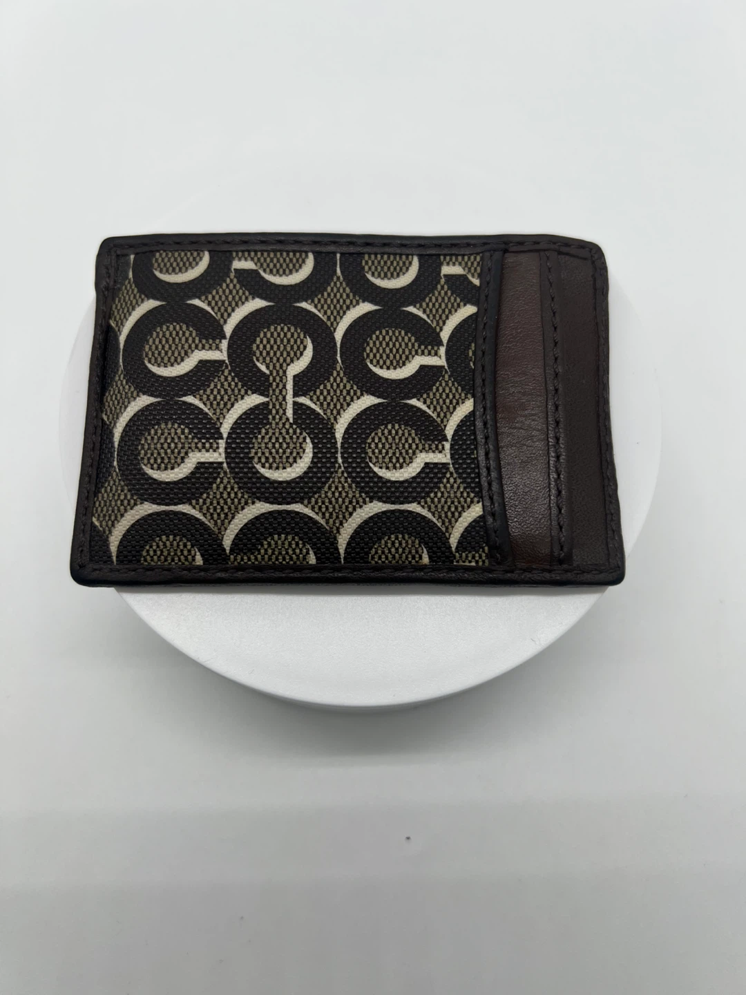 COACH Card Case Signature Coated Canvas Leather Card Holder - photo 2