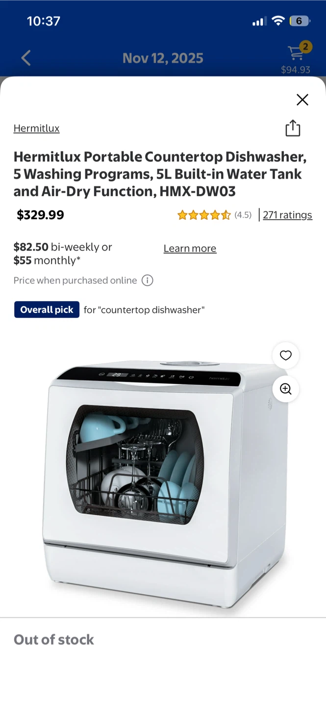 Hermitlux Portable Countertop Dishwasher HMX-DW03