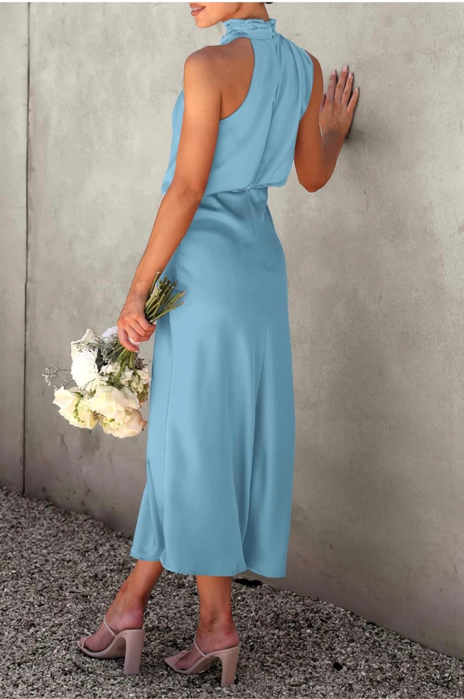 NEW! PRETTYGARDEN Satin Elegant Sleeveless Mock Neck Maxi Dress - photo 3