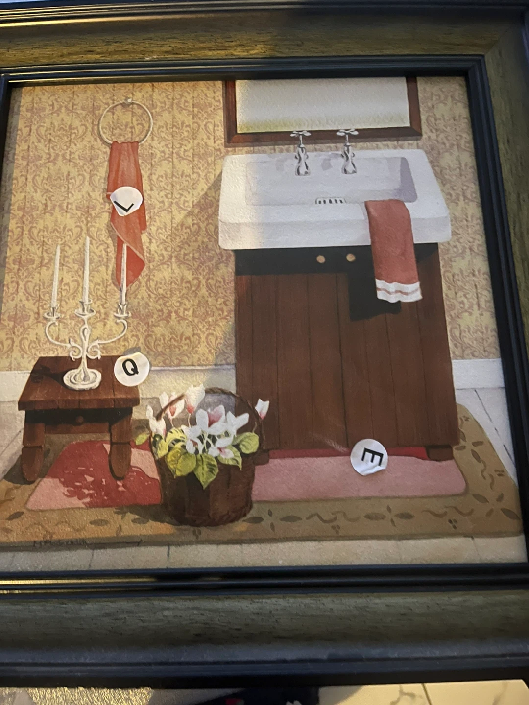 Framed Print of a Bathroom Scene