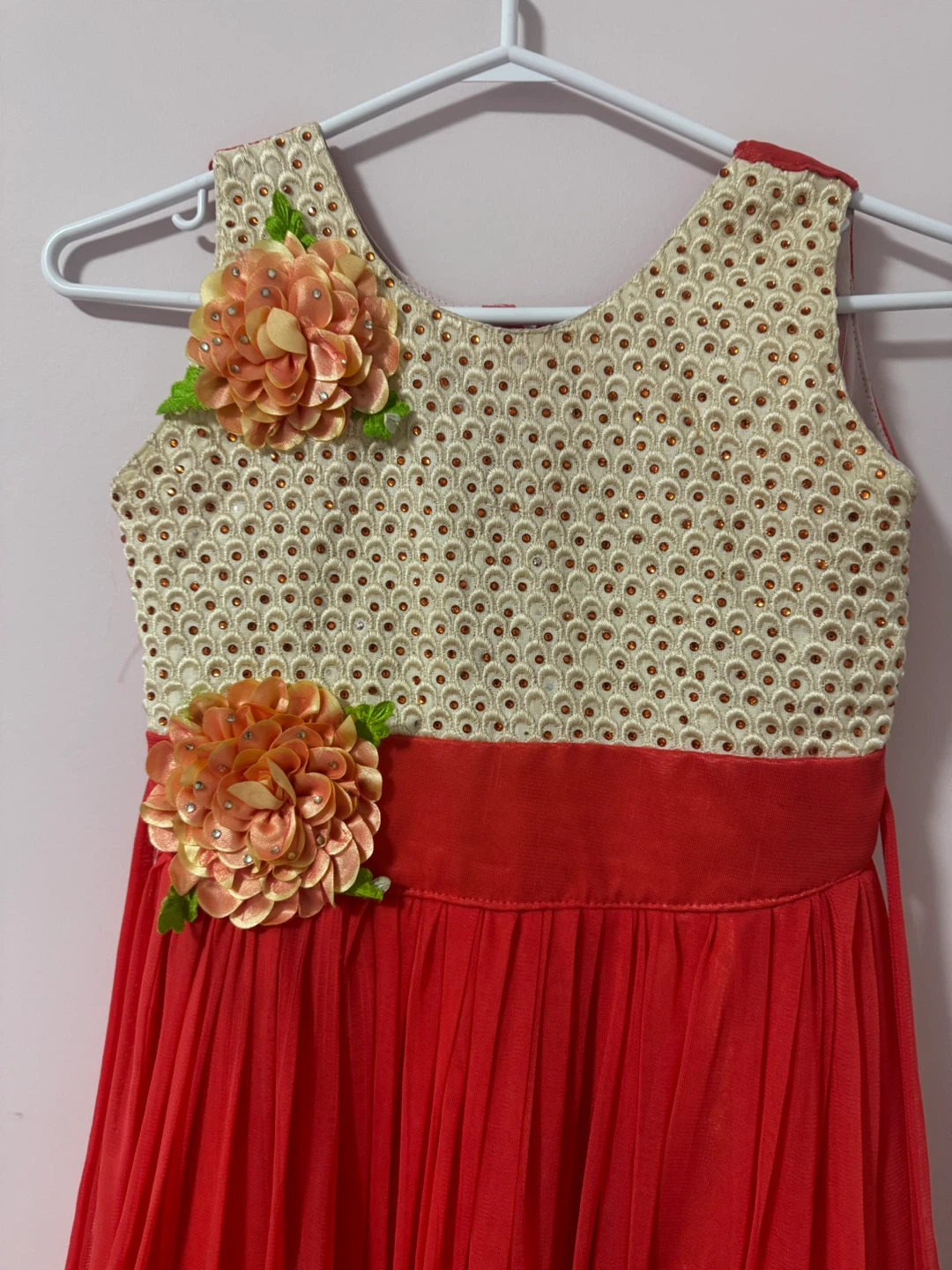 Girls' Red and Gold Embellished Party Dress - photo 2