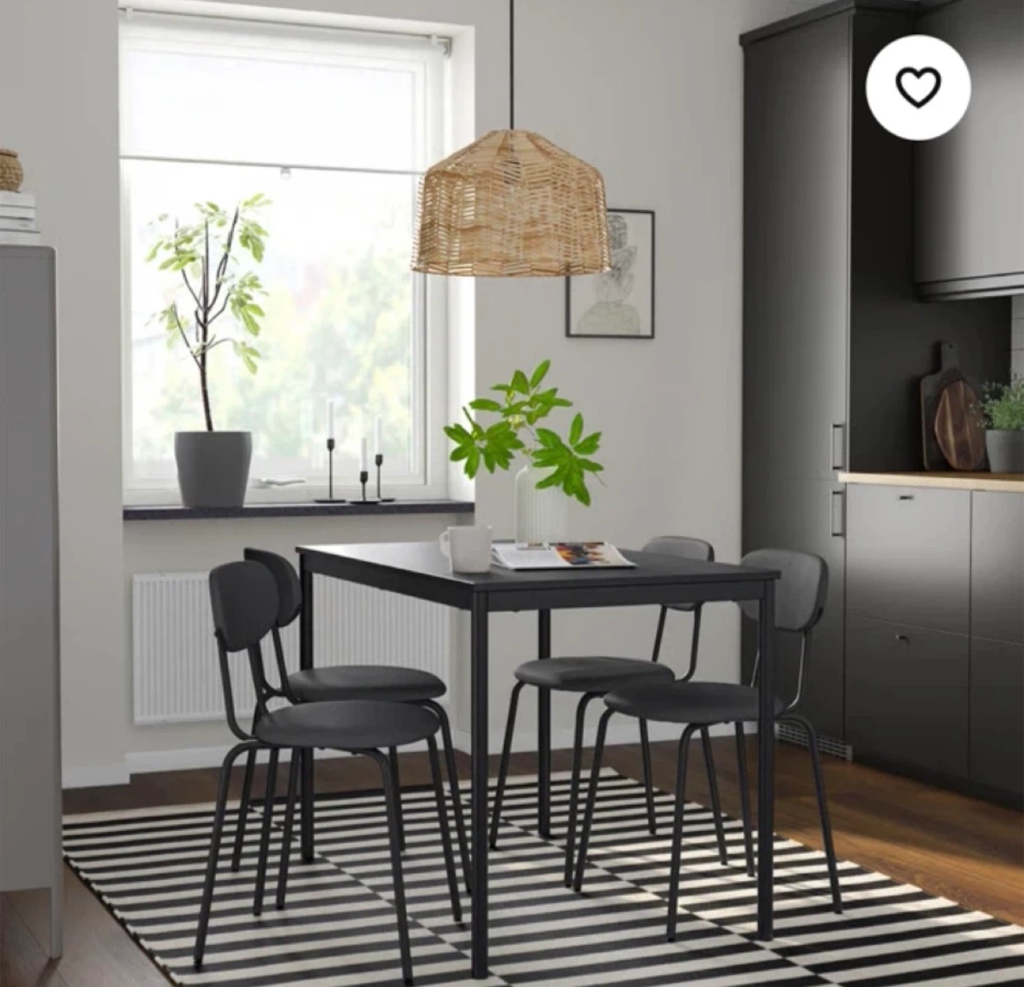 IKEA Black Dining Table Set with 2 Chairs - photo 2